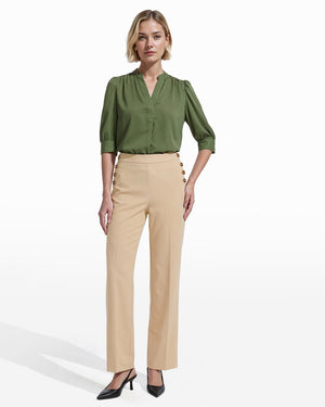 Anne Klein High-Rise Wide Leg Sailor Pull-On Pant