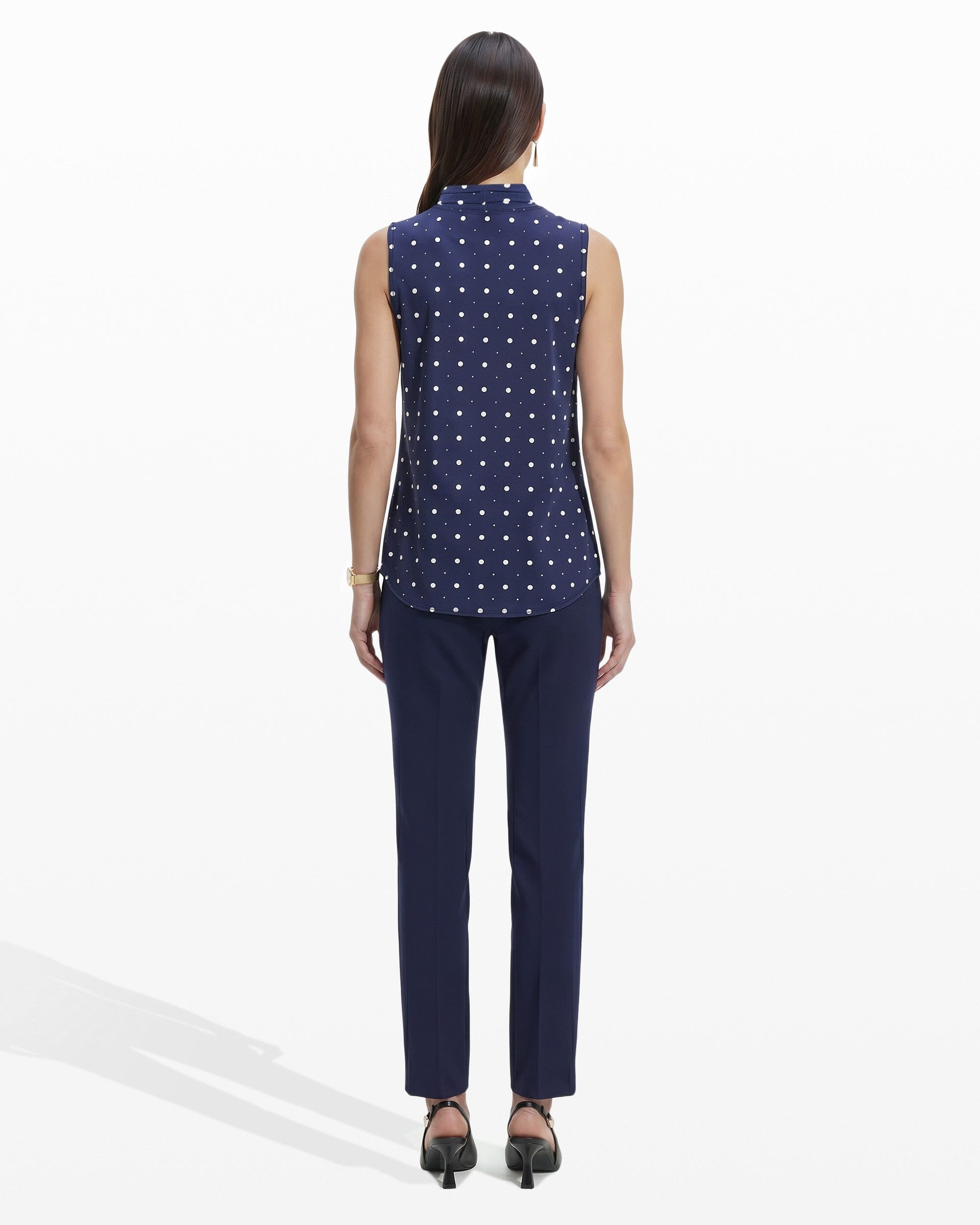 Anne Klein Printed Ity Triple Pleat Top