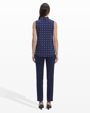 Anne Klein Printed Ity Triple Pleat Top