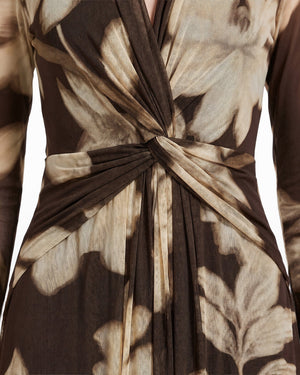 Twist Front V-Neck Long Sleeve Maxi Dress Dresses Kasper