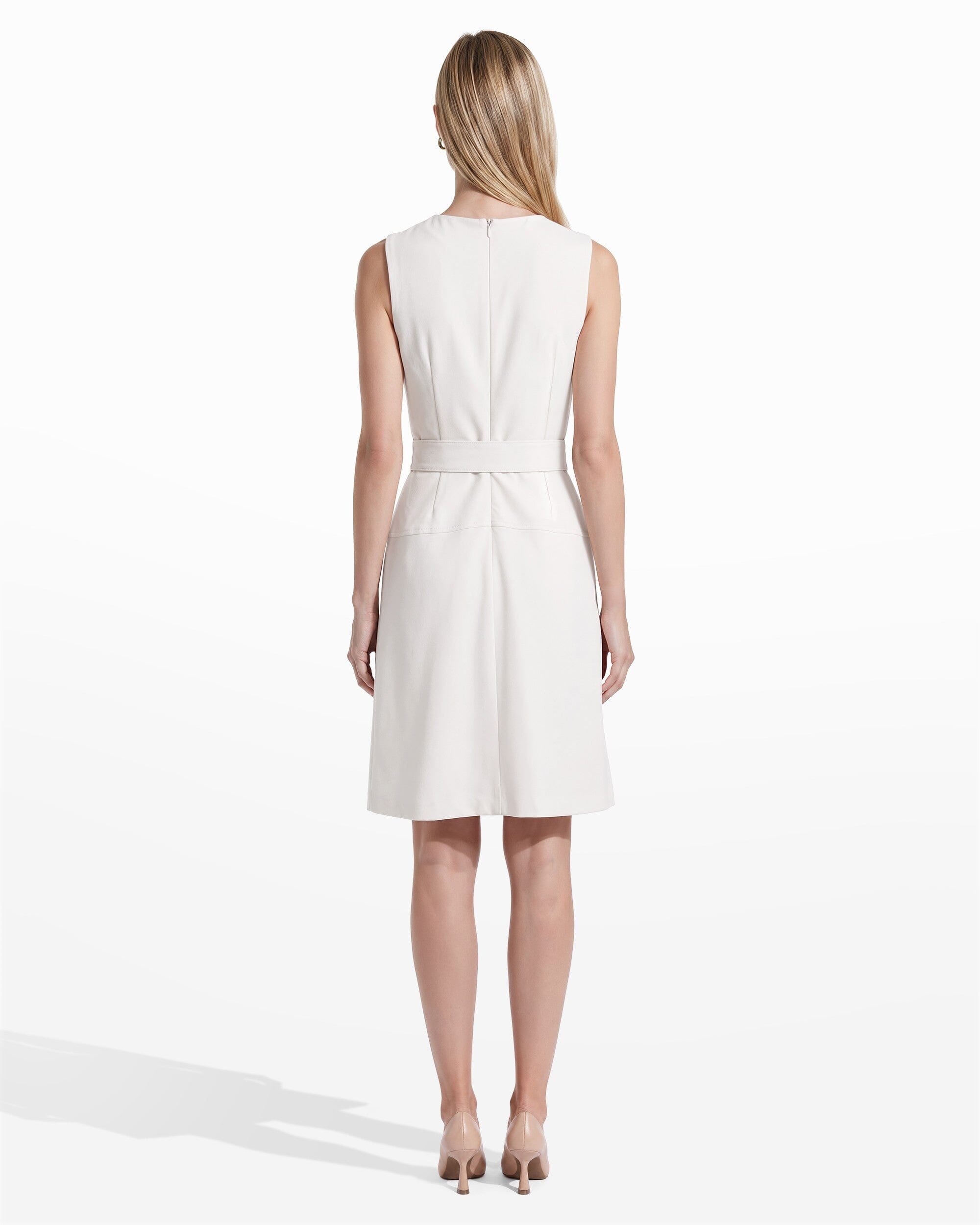 Diagonal Print Sleeveless Fit and Flare Crew Neck Dress Dresses Kasper
