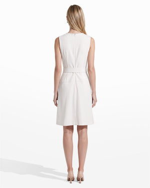 Diagonal Print Sleeveless Fit and Flare Crew Neck Dress Dresses Kasper