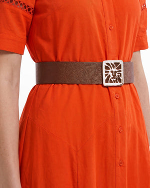 Anne Klein Short Sleeve Collared Shirt Dress With Trim