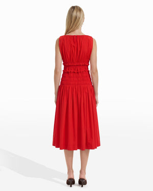 Smocked Boat Neck Sleeveless Midi Dress Dresses Kasper
