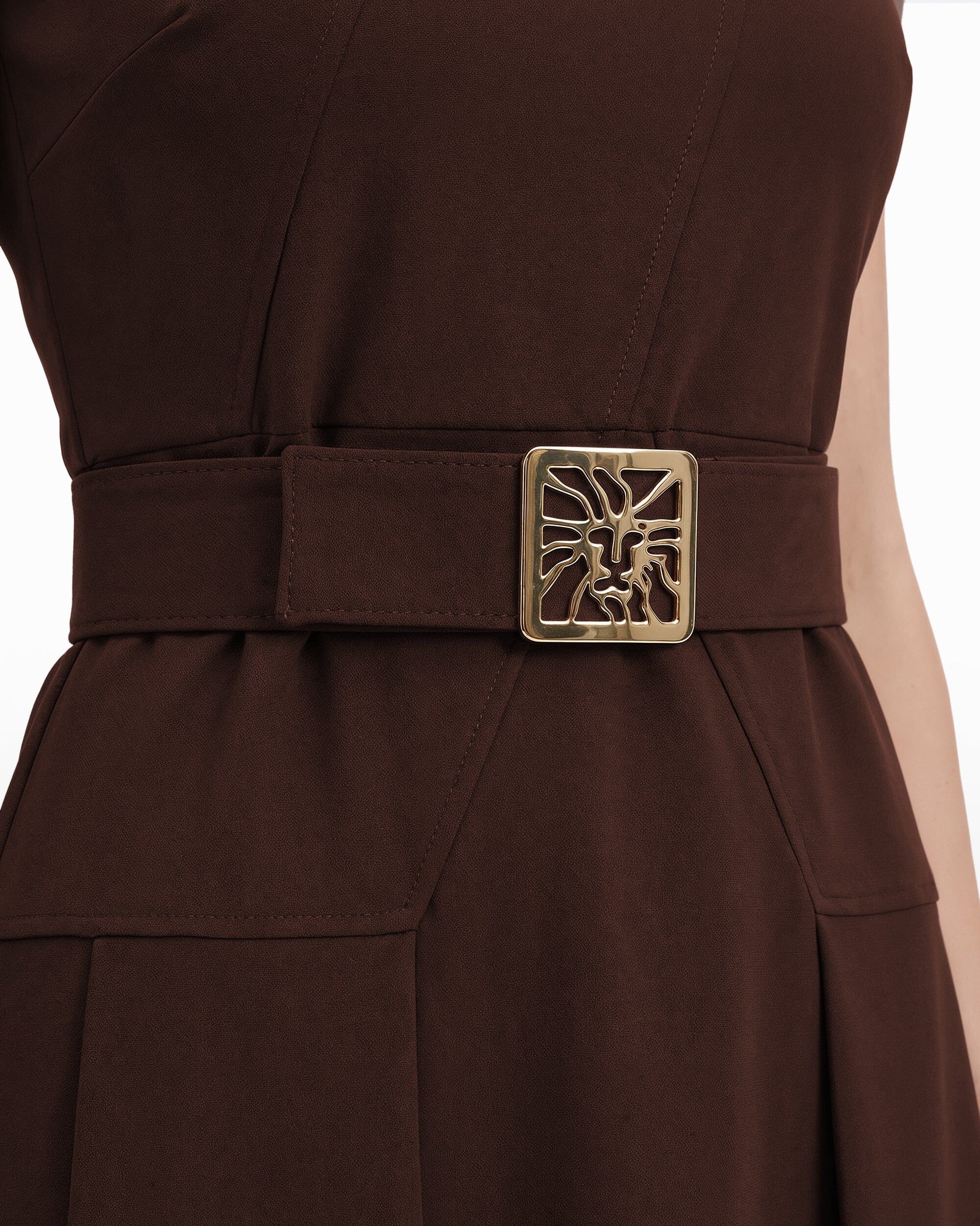 Diagonal Print Sleeveless Fit and Flare Crew Neck Dress Dresses Kasper