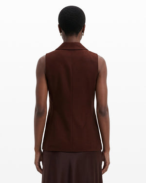 Anne Klein Two-Button Notch Collar Vest with Flap Pockets