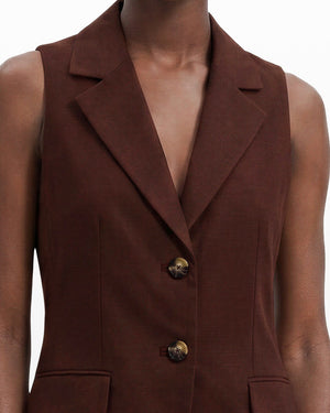 Anne Klein Two-Button Notch Collar Vest with Flap Pockets