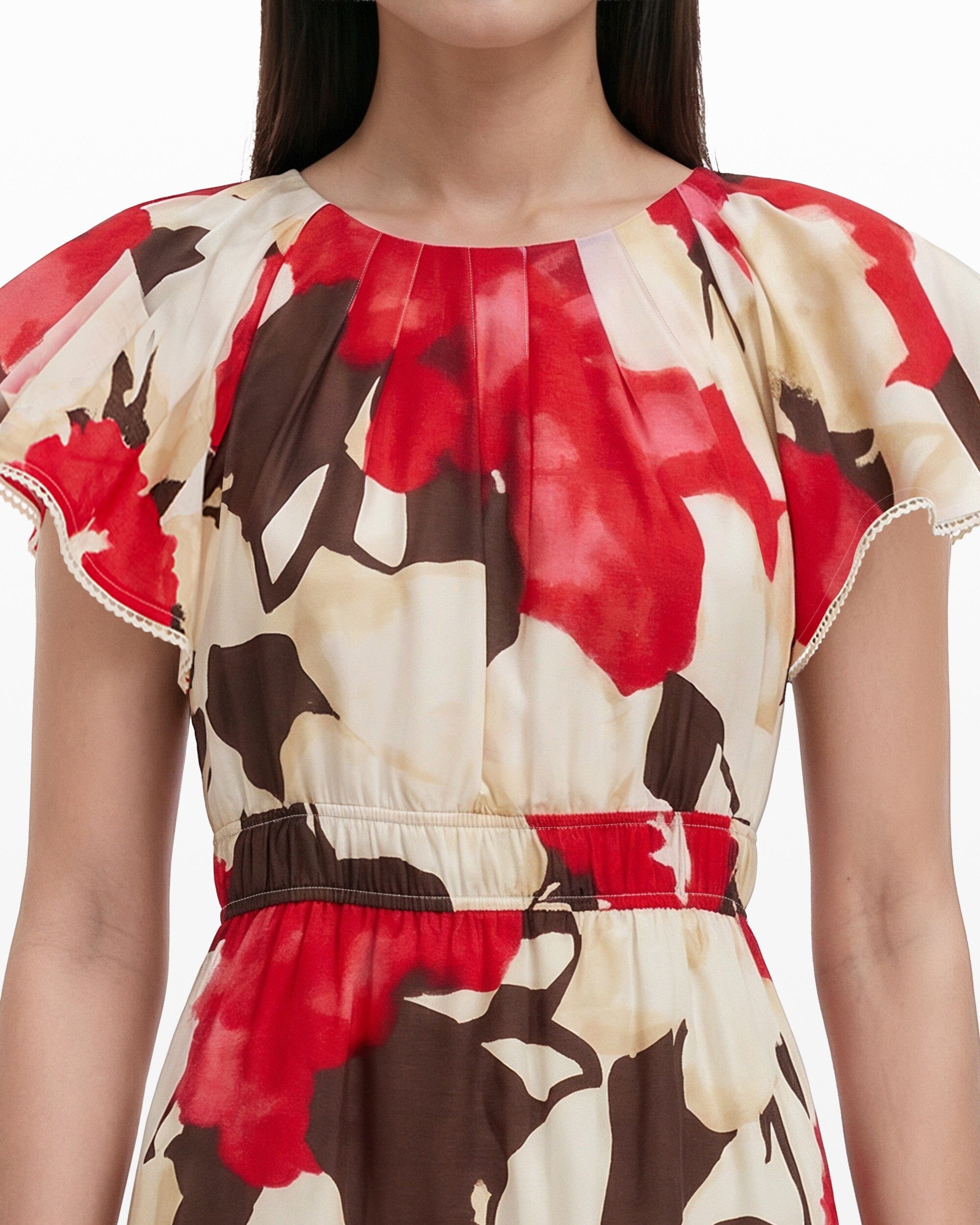 Anne Klein Flutter Sleeve Tiered Midi Dress