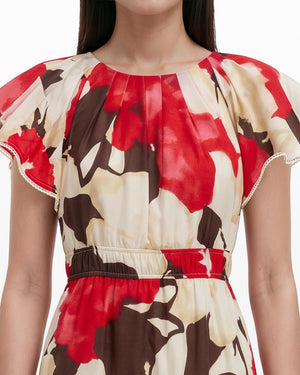Anne Klein Flutter Sleeve Tiered Midi Dress