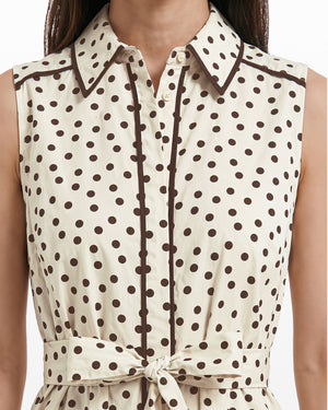 Collared Sleeveless Godet Midi Shirt Dress Dresses Kasper