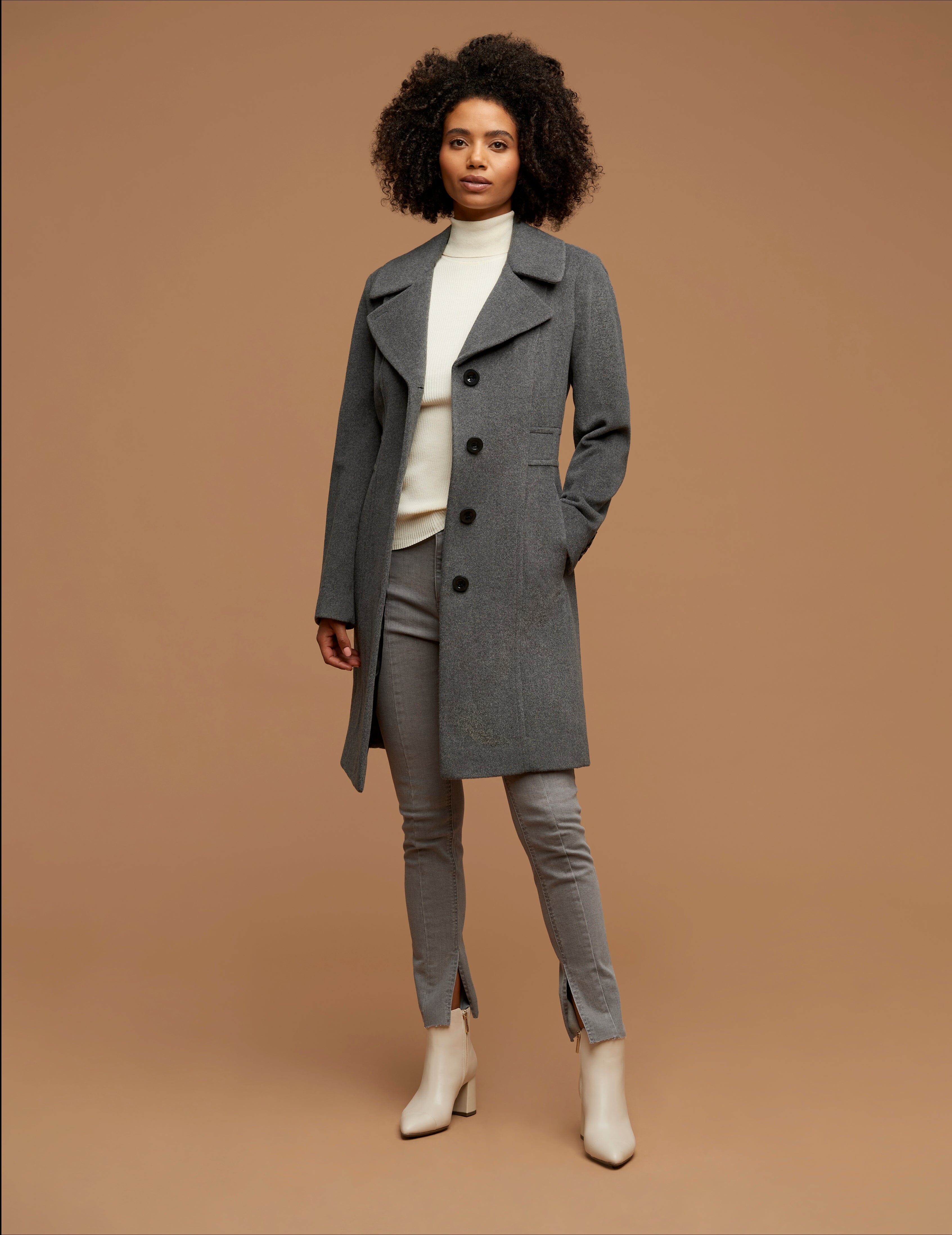 Notch Collar Wool Coat | Anne Klein