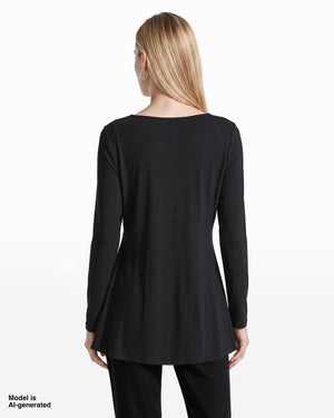 Long Sleeve Boat Neck Elasticated Waist Knit Top Apparel & Accessories Kasper