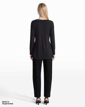 Long Sleeve Boat Neck Elasticated Waist Knit Top Apparel & Accessories Kasper