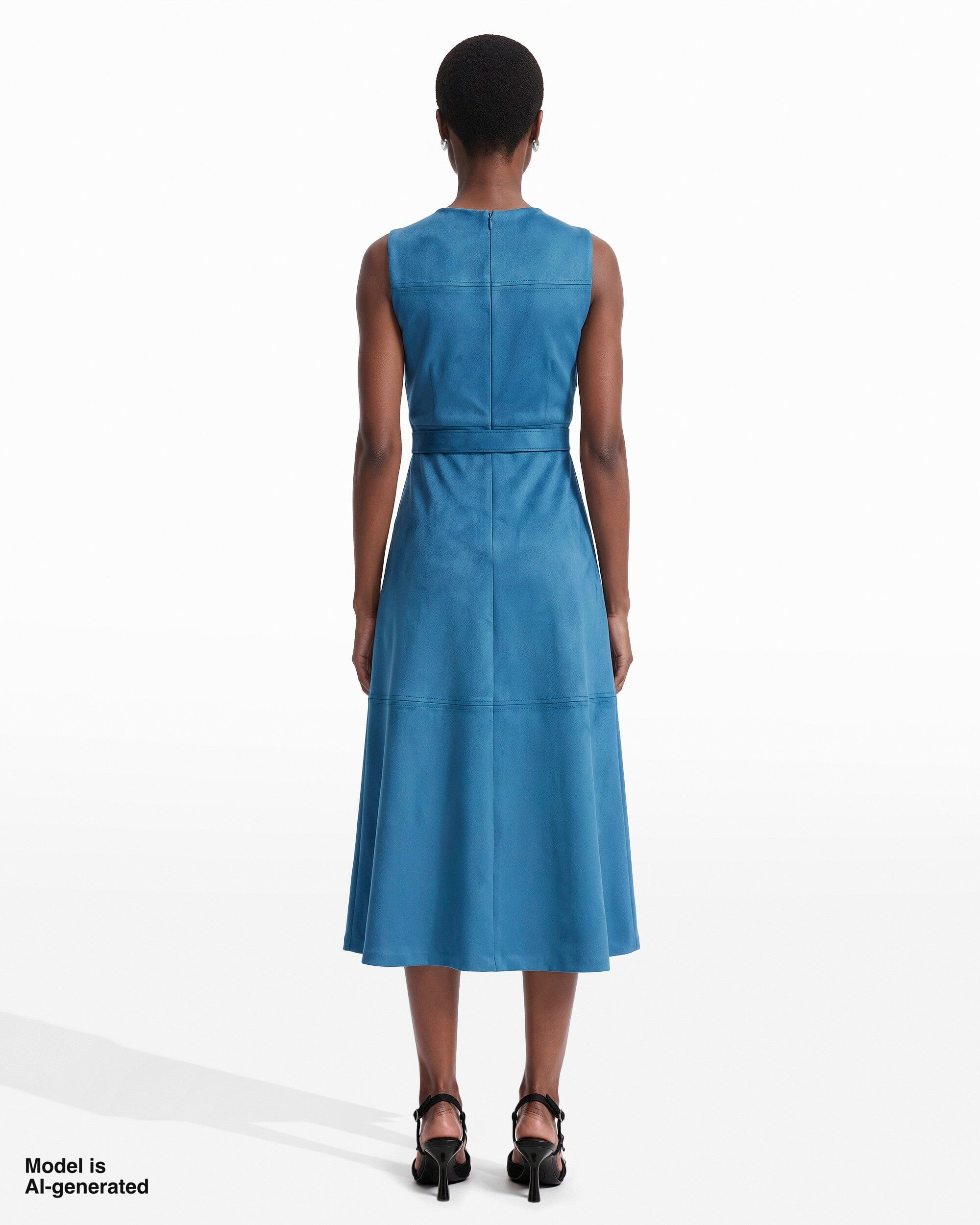 Sleeveless Boat Neck A-Line Midi Dress Apparel & Accessories Kasper