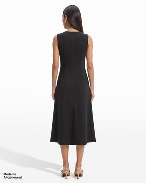 Sleeveless Crew Neck A-Line Midi Dress Apparel & Accessories Kasper