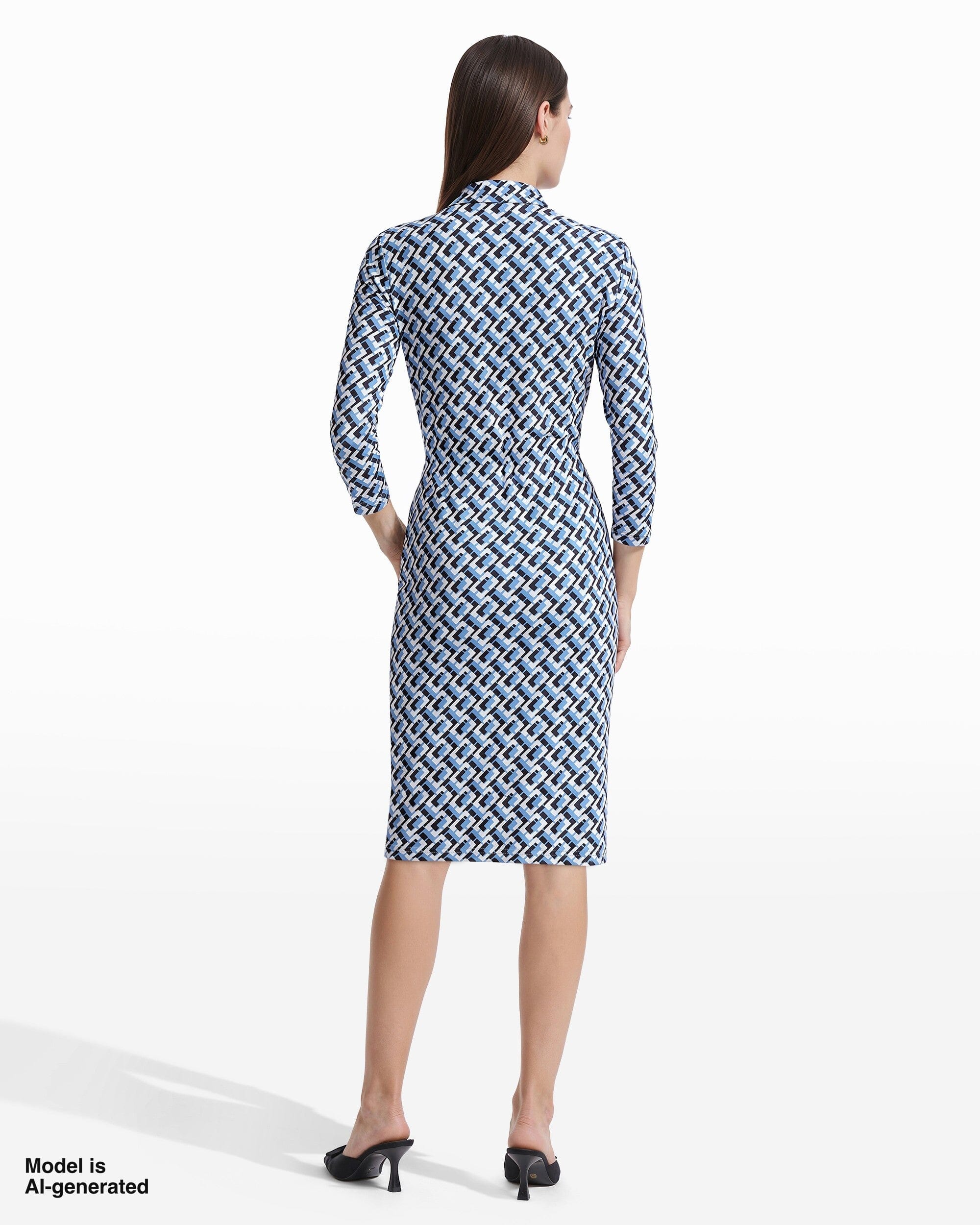 Notch Collar Long Sleeve Wrap Dress Apparel & Accessories Kasper