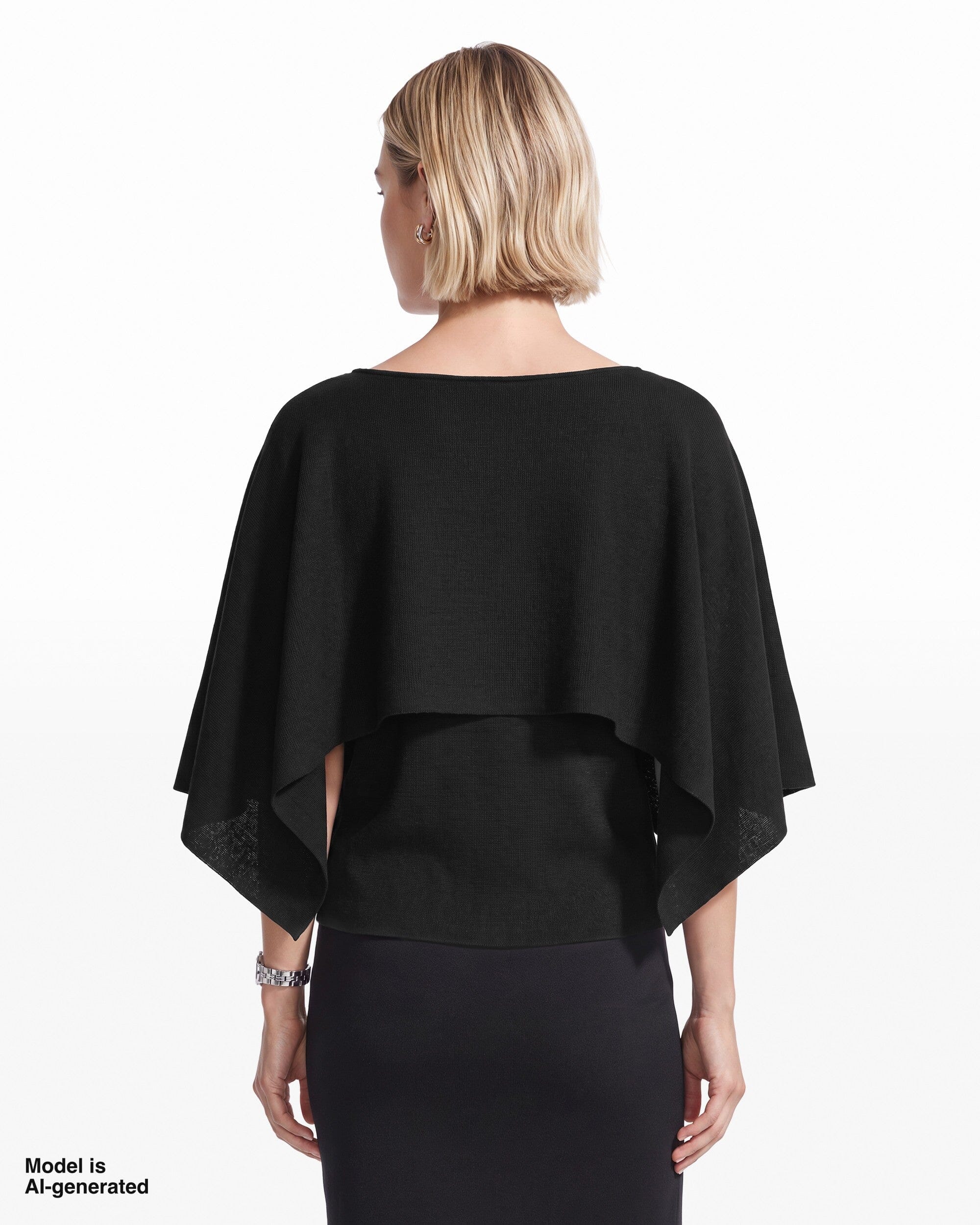 Boat Neck Cape Long Sleeve Sweater Apparel & Accessories Kasper