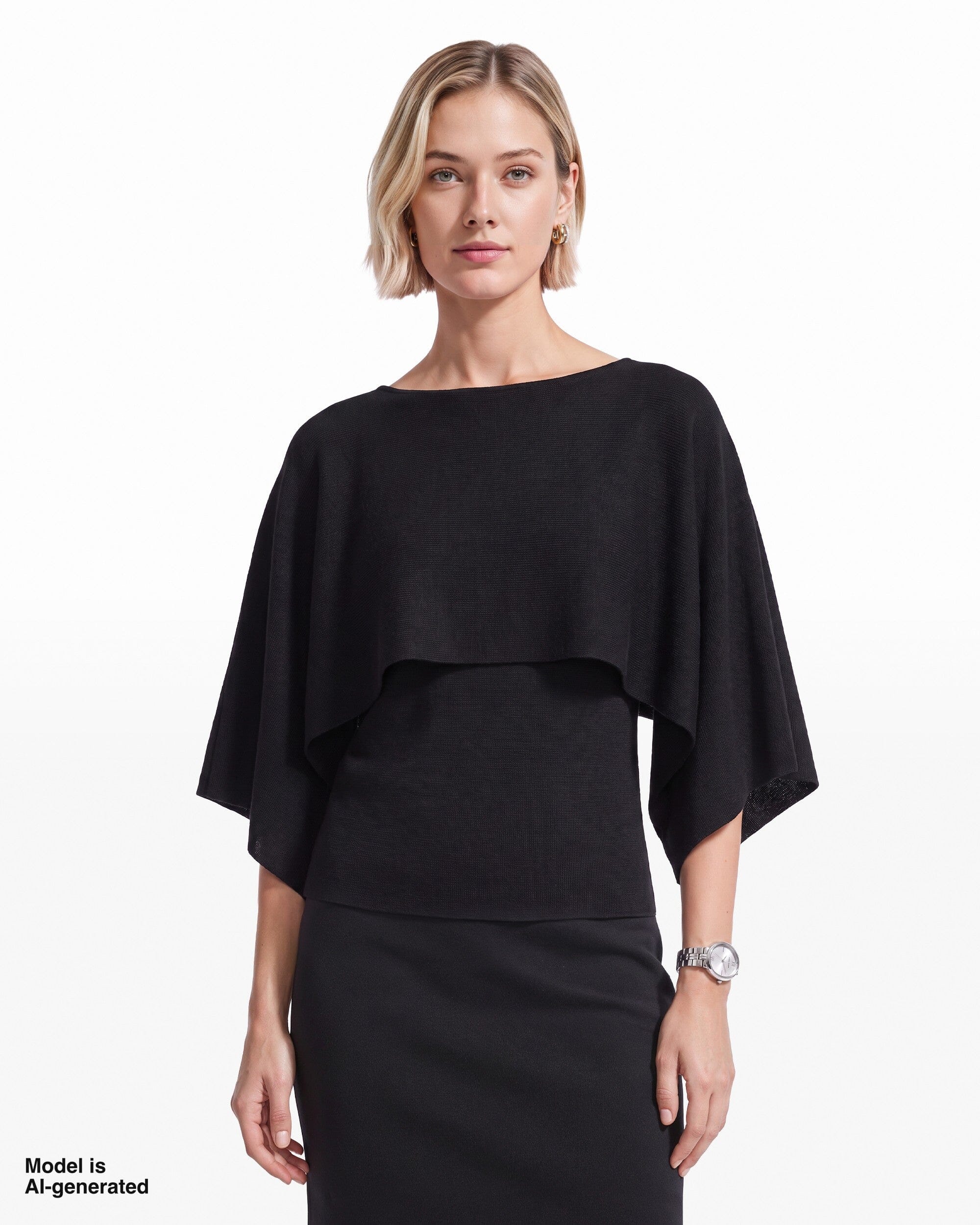 Boat Neck Cape Long Sleeve Sweater Apparel & Accessories Kasper