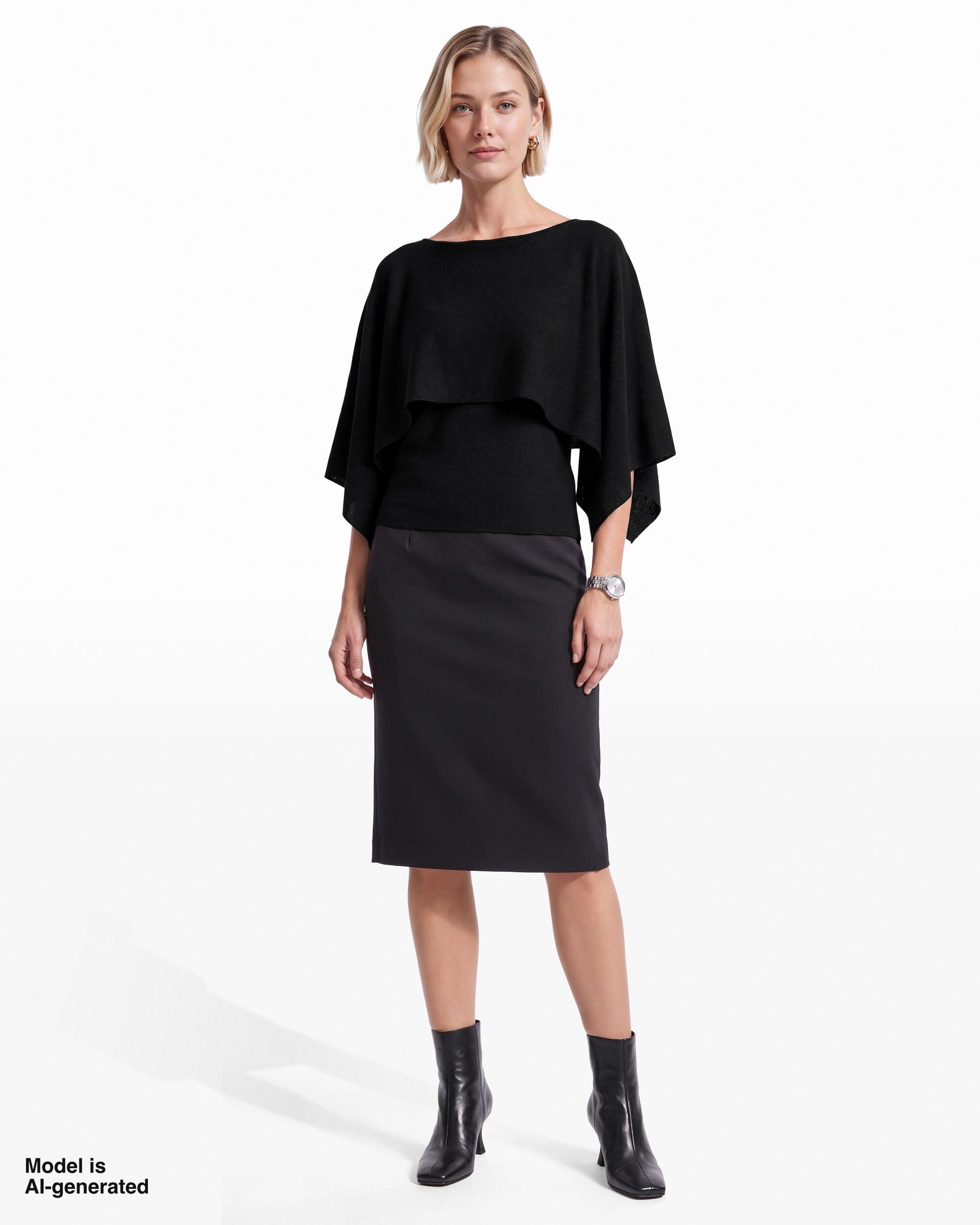 Boat Neck Cape Long Sleeve Sweater Apparel & Accessories Kasper