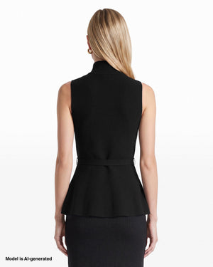 Petite Mock Neck Peplum Tank Sweater with Belt Apparel & Accessories Kasper