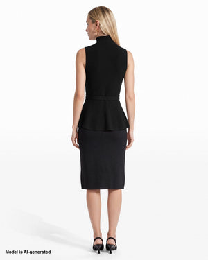 Petite Mock Neck Peplum Tank Sweater with Belt Apparel & Accessories Kasper