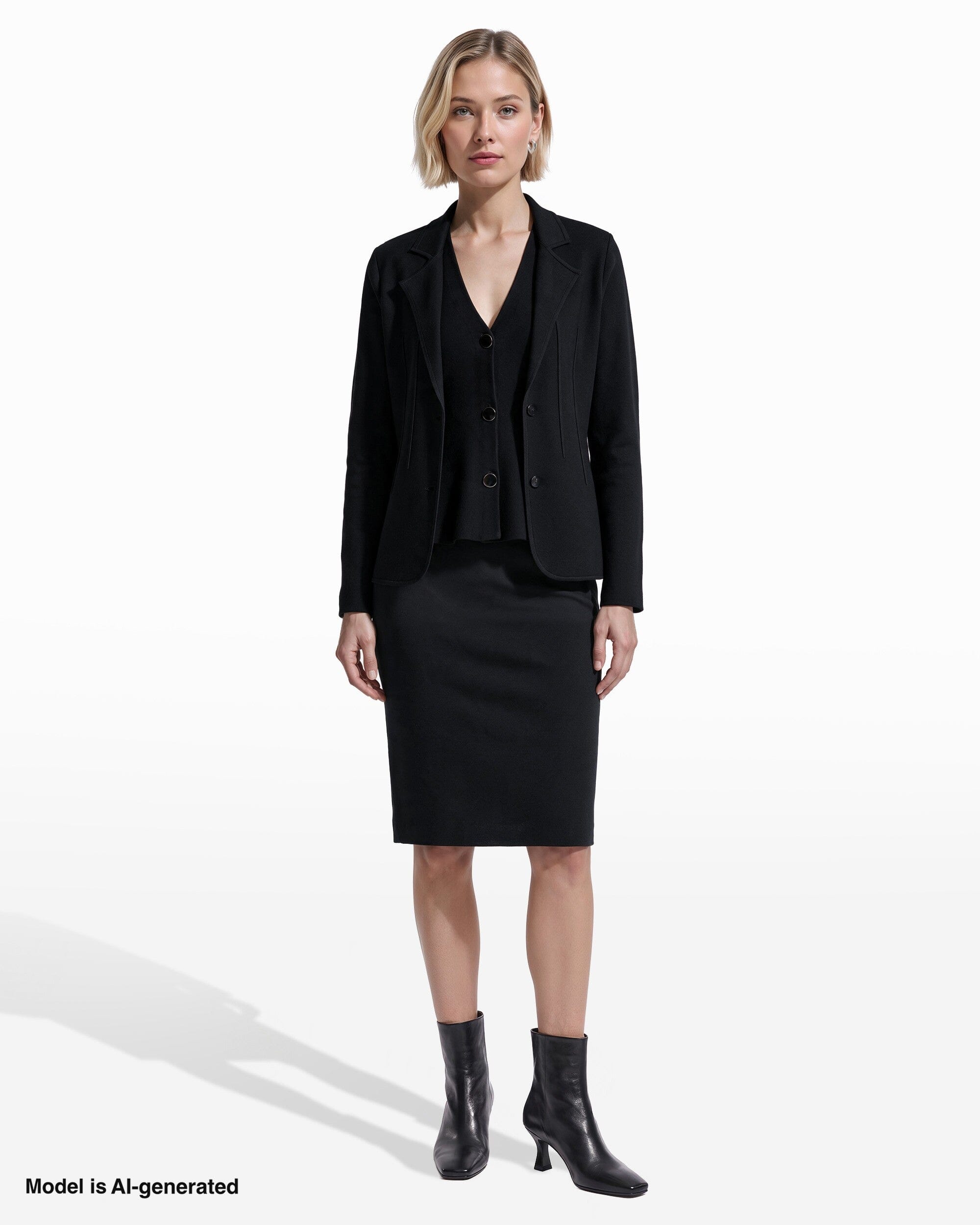 Notched Collar Button-Front Sweater with Darts Apparel & Accessories Kasper