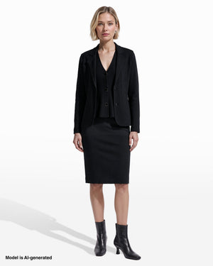 Notched Collar Button-Front Sweater with Darts Apparel & Accessories Kasper