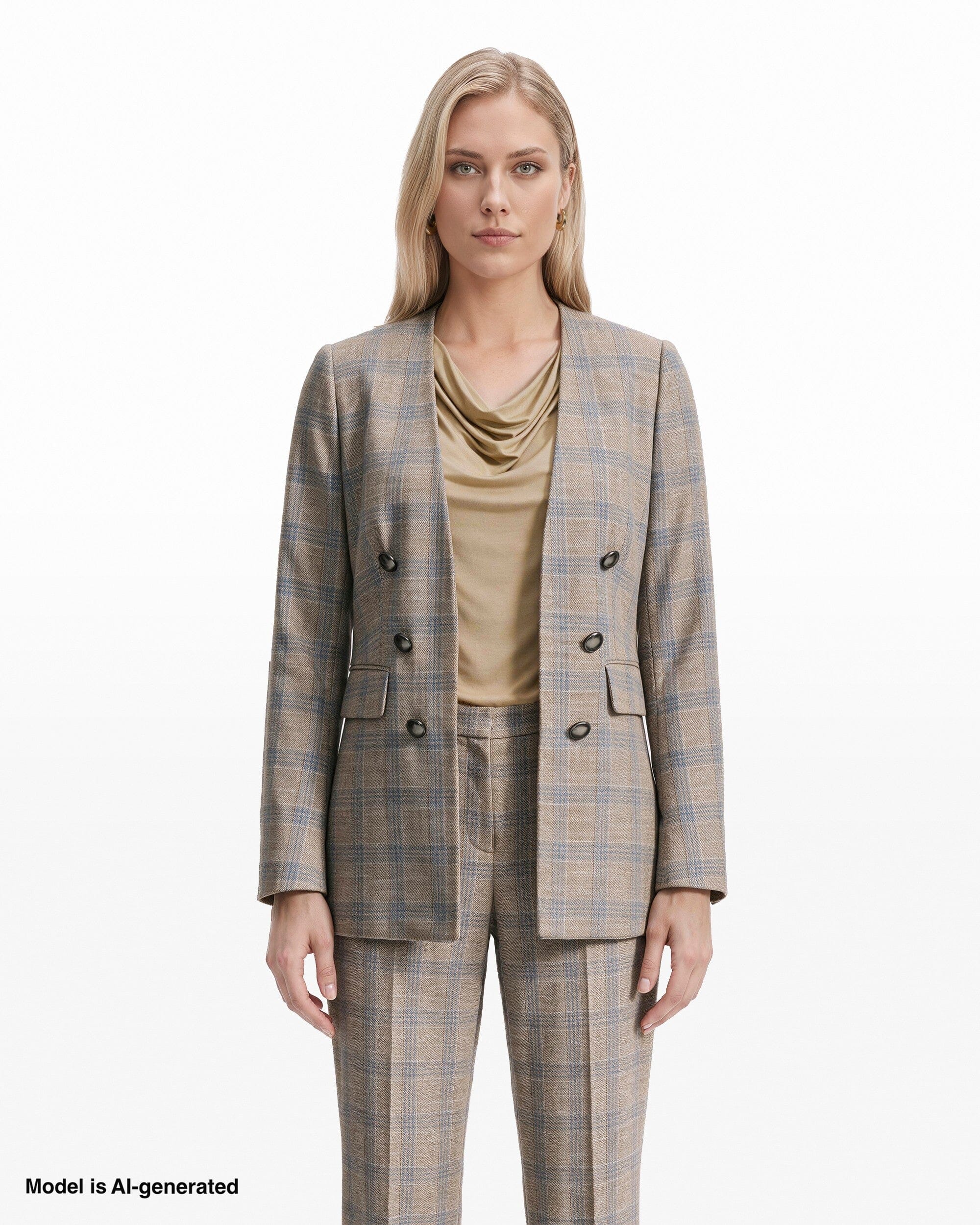 Faux Double-Breasted Jacket with Flap Pockets Apparel & Accessories Kasper