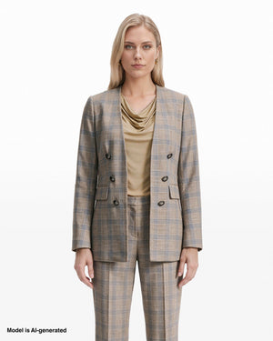 Faux Double-Breasted Jacket with Flap Pockets Apparel & Accessories Kasper