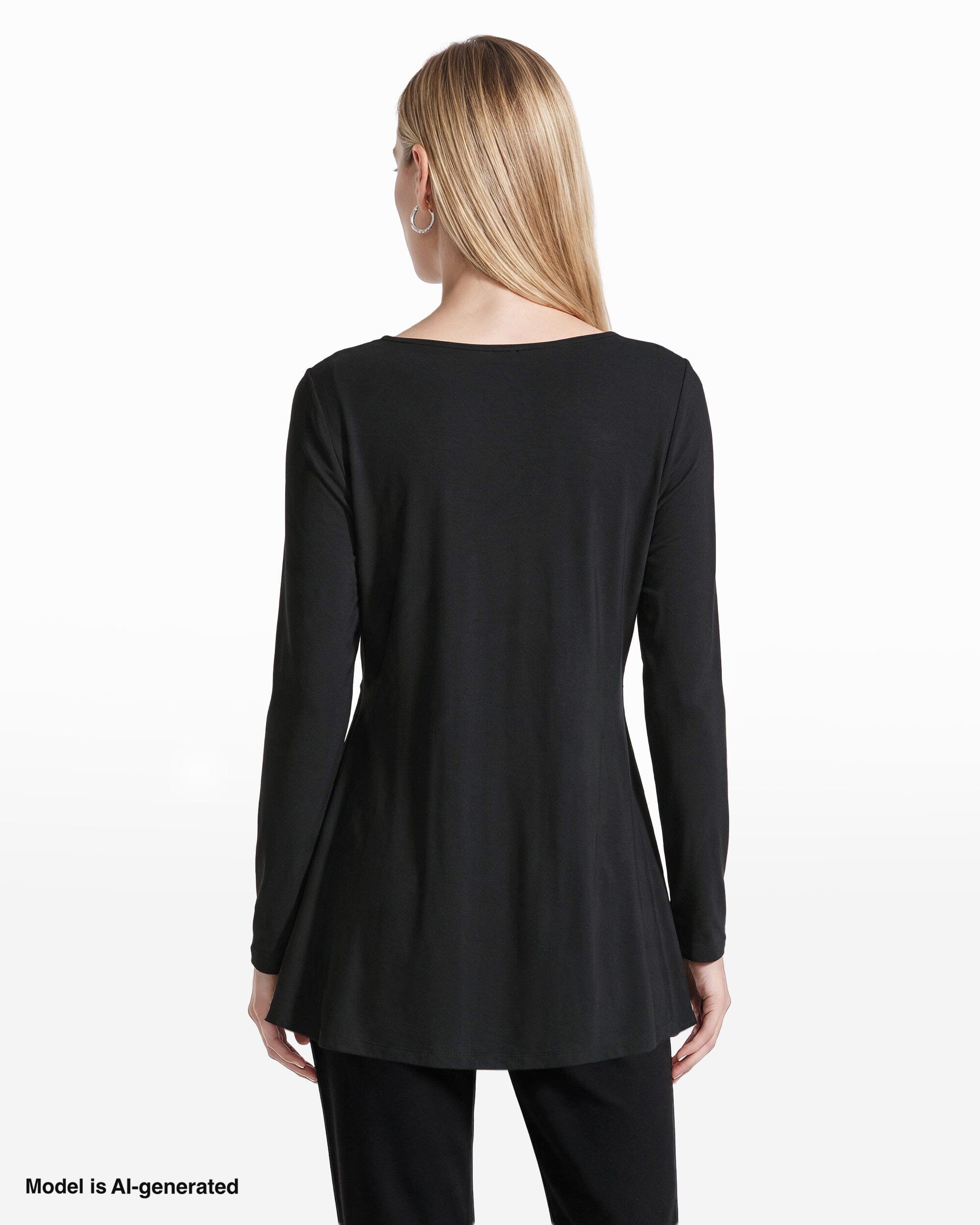 Anne Klein Long Sleeve Boat Neck Elasticated Waist Knit Top