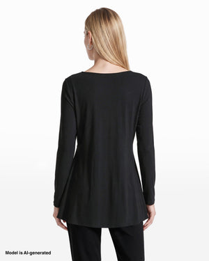 Anne Klein Long Sleeve Boat Neck Elasticated Waist Knit Top