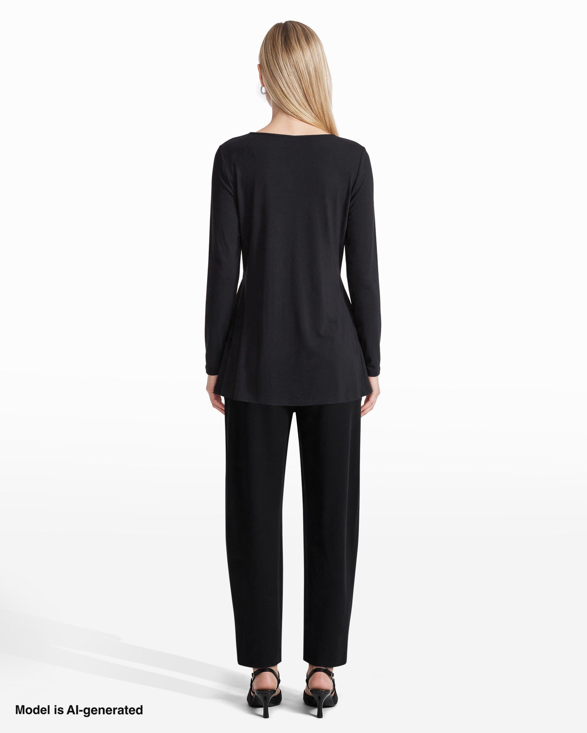 Anne Klein Long Sleeve Boat Neck Elasticated Waist Knit Top