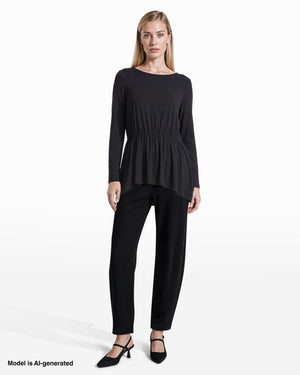 Anne Klein Long Sleeve Boat Neck Elasticated Waist Knit Top