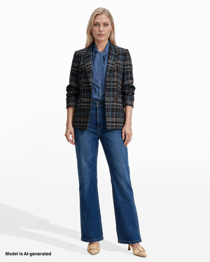 Anne Klein Faux Double-Breasted Peak Lapel Jacket with Pleated Sleeves