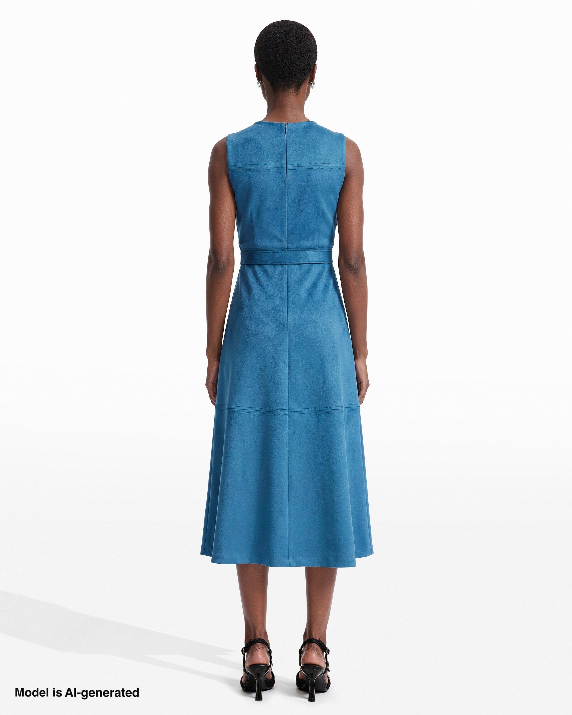 Anne Klein Sleeveless Boat Neck A-Line Midi Dress