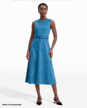 Anne Klein Sleeveless Boat Neck A-Line Midi Dress