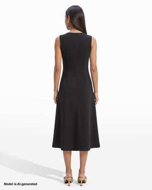 Anne Klein Sleeveless Crew Neck A-Line Midi Dress