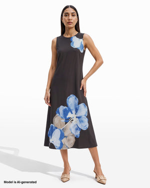 Anne Klein Sleeveless Crew Neck A-Line Midi Dress
