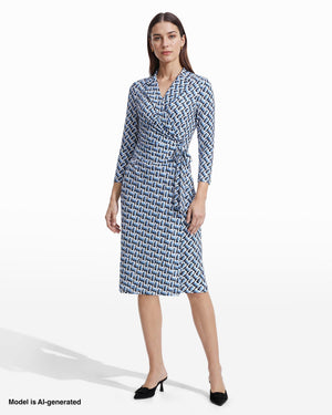 Anne Klein Notch Collar Long Sleeve Wrap Dress