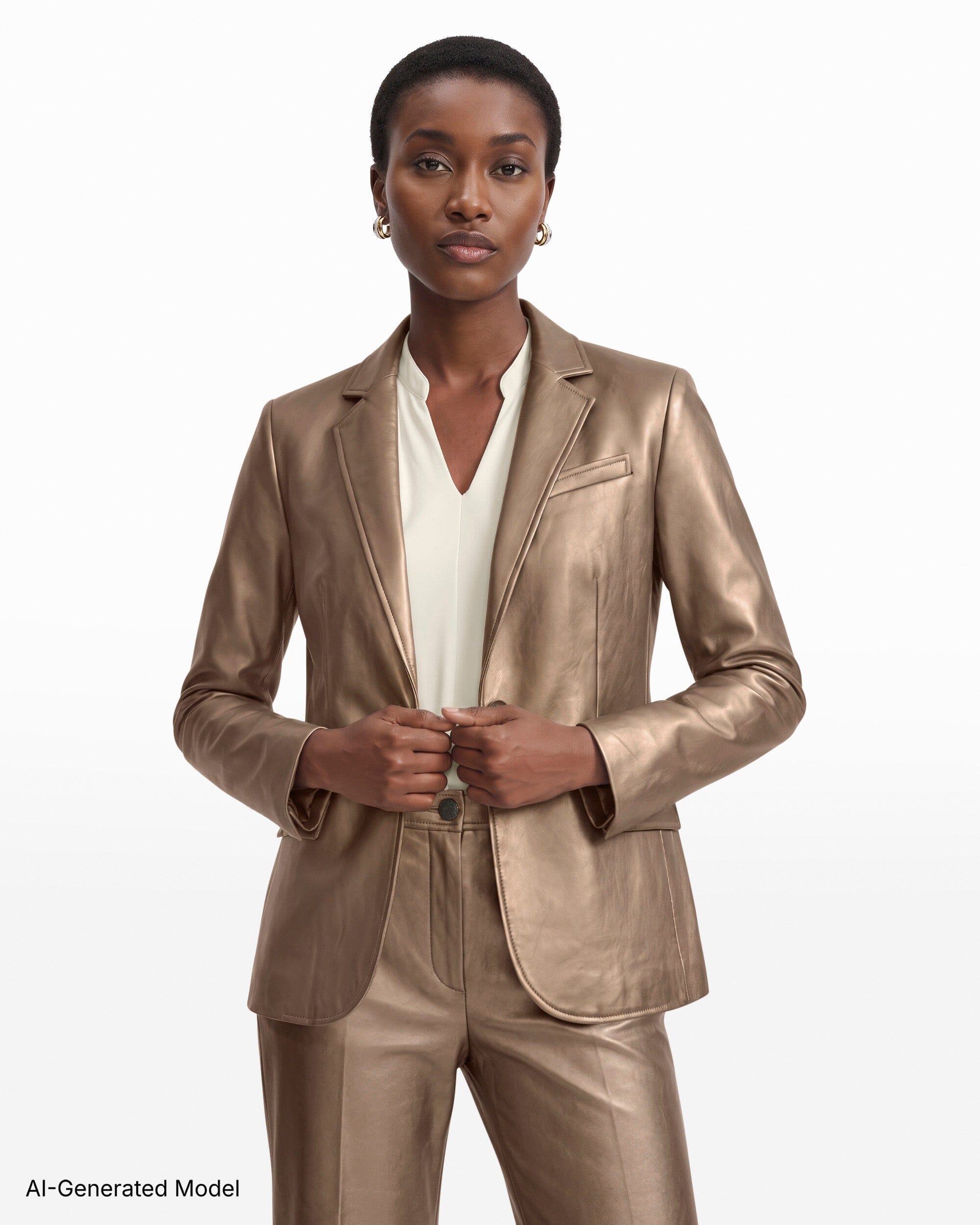 Anne Klein One-Button Notch Lapel Long Sleeve Jacket
