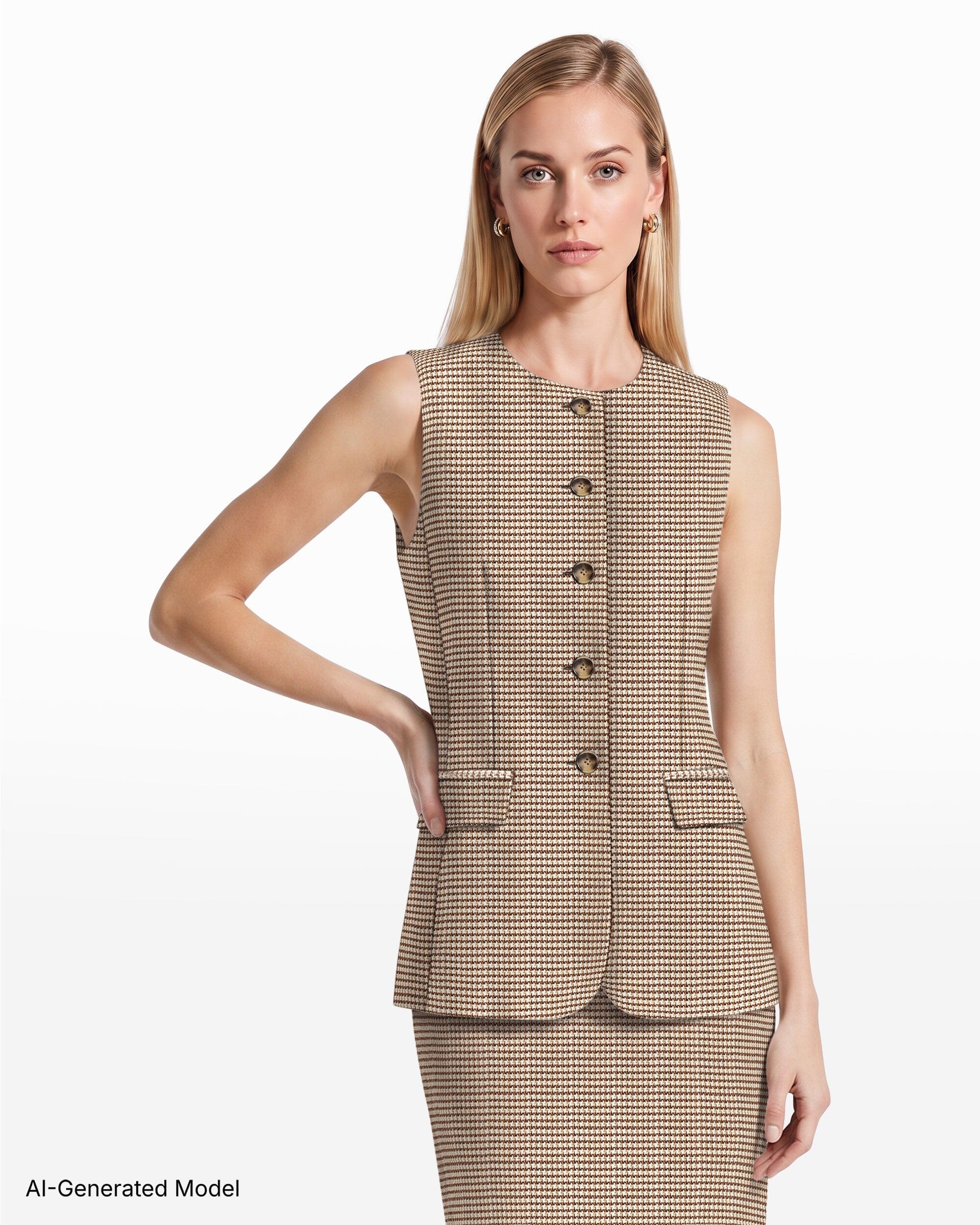 Anne Klein Five-Button Vest with Patch Pockets