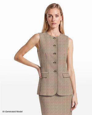 Anne Klein Five-Button Vest with Patch Pockets