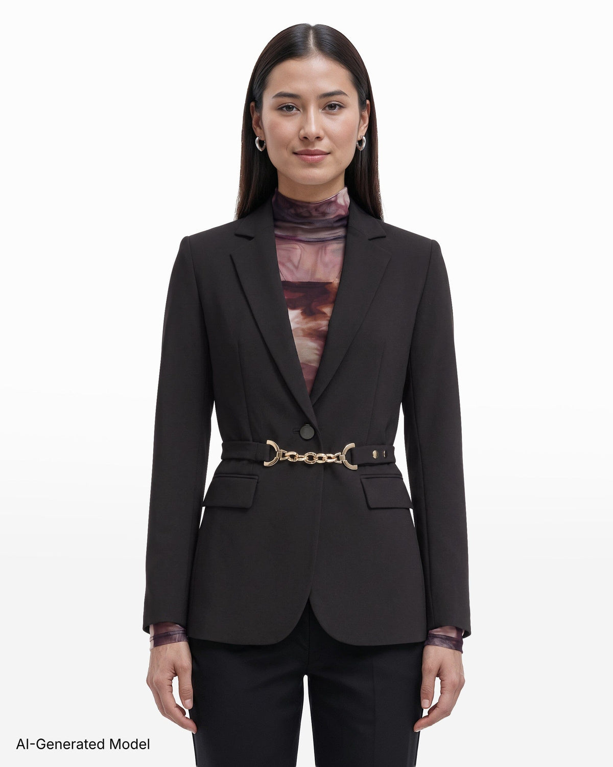 Anne Klein Belted Notch Lapel Single-Button Jacket