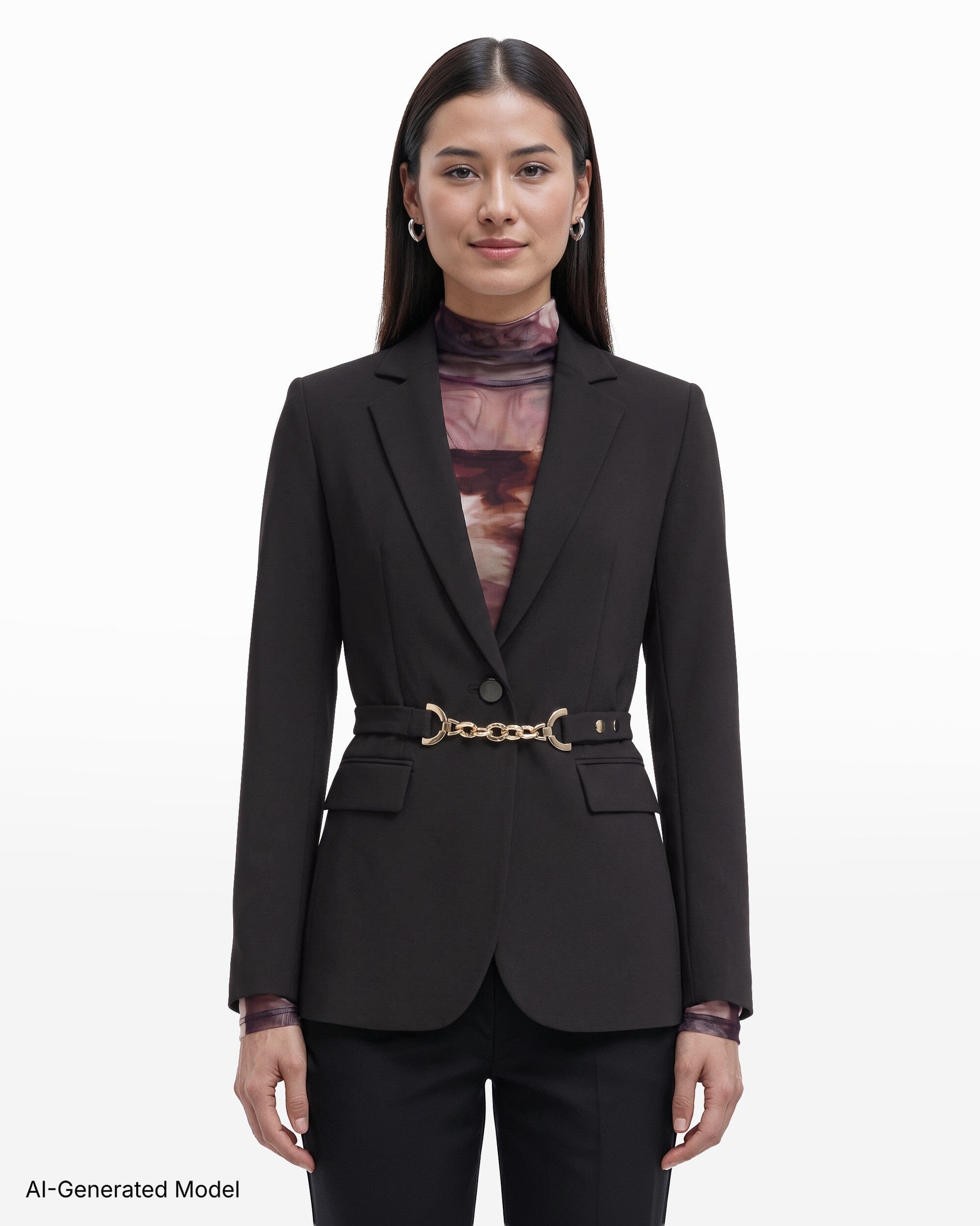Anne Klein Belted Notch Lapel Single-Button Jacket