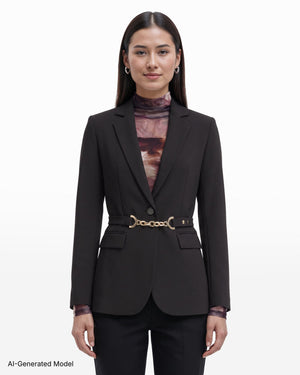 Anne Klein Belted Notch Lapel Single-Button Jacket