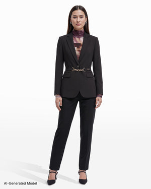 Anne Klein Belted Notch Lapel Single-Button Jacket