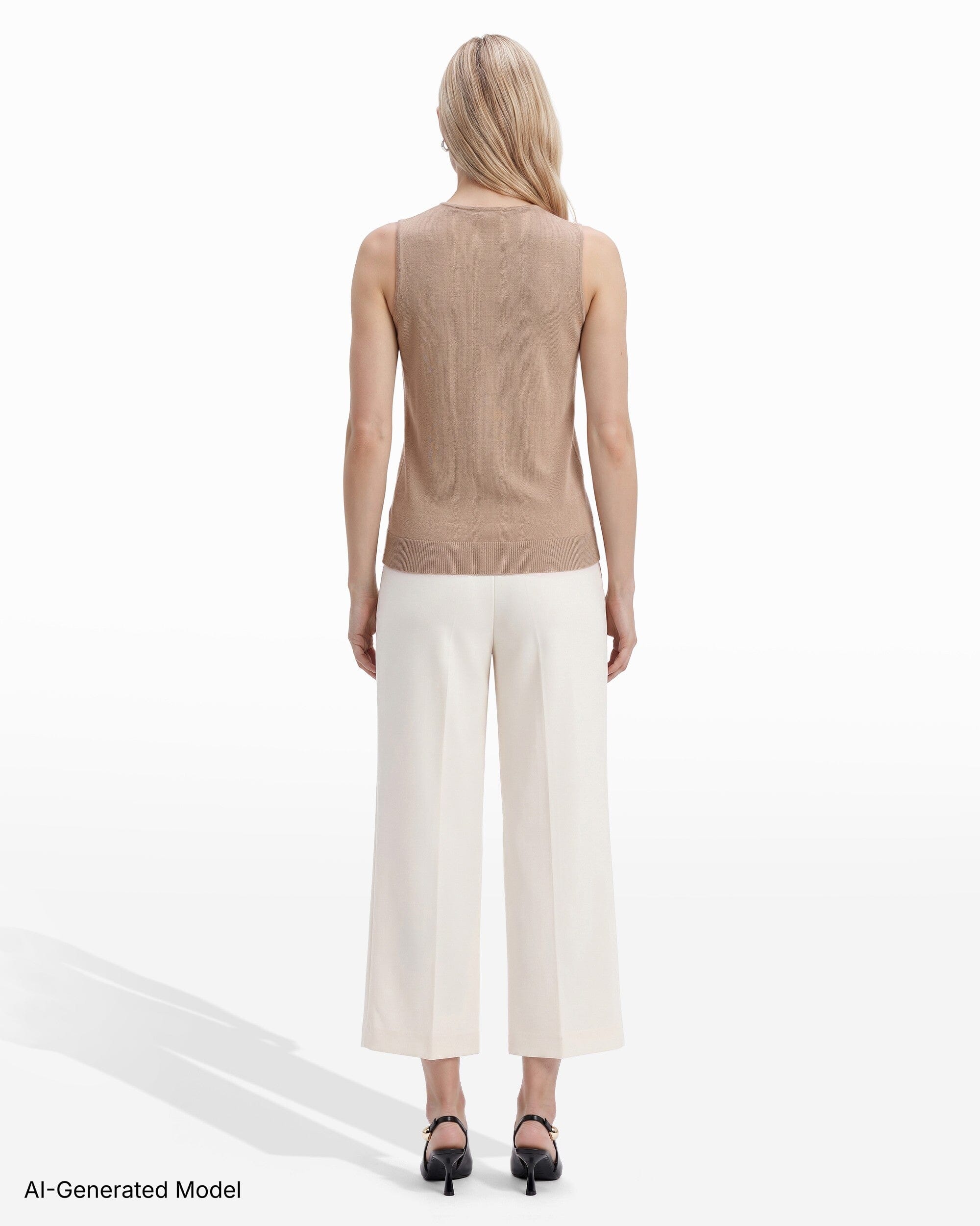 Anne Klein High Crew Neck Sleeveless Sweater With Clear Sequins