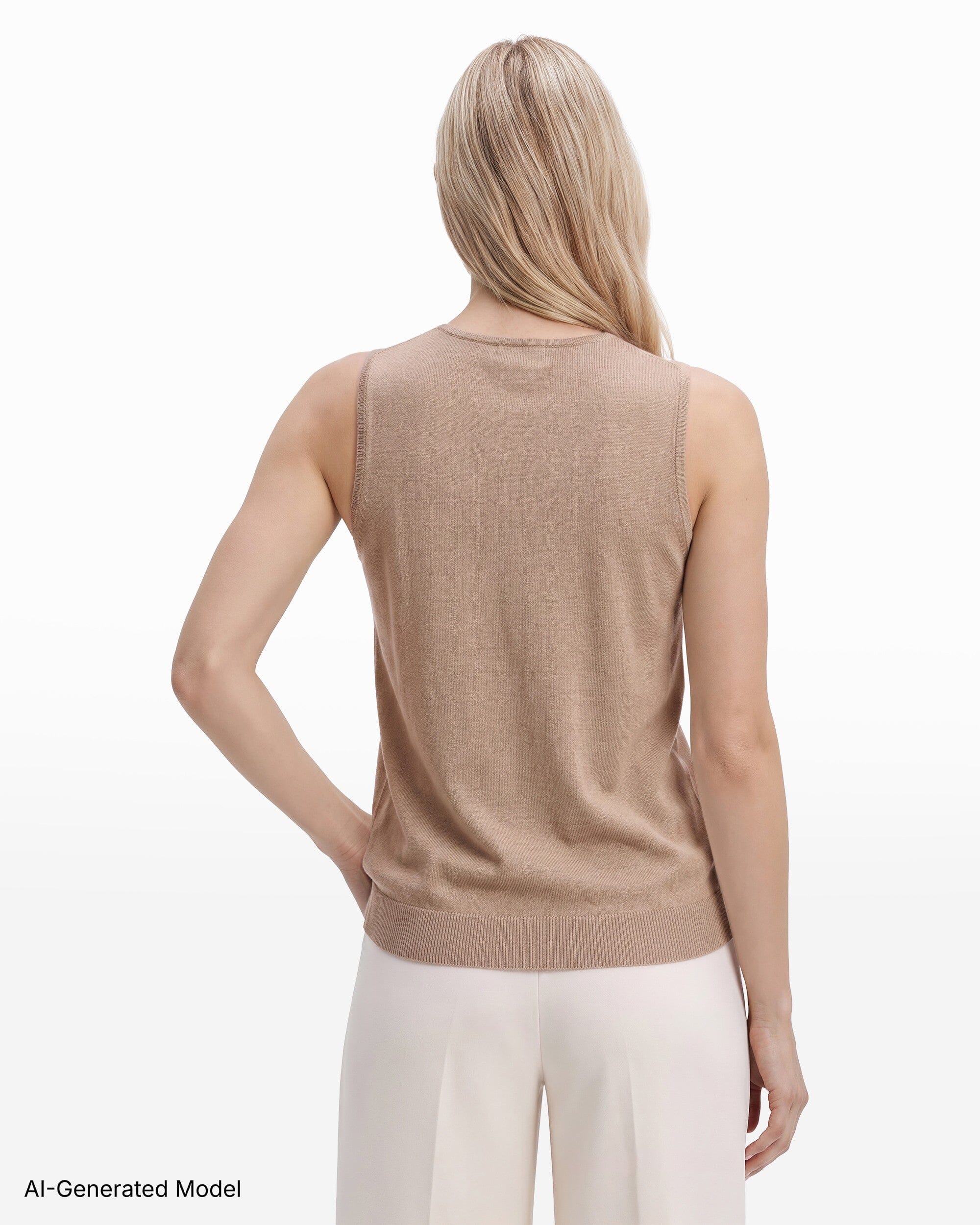 Anne Klein High Crew Neck Sleeveless Sweater With Clear Sequins