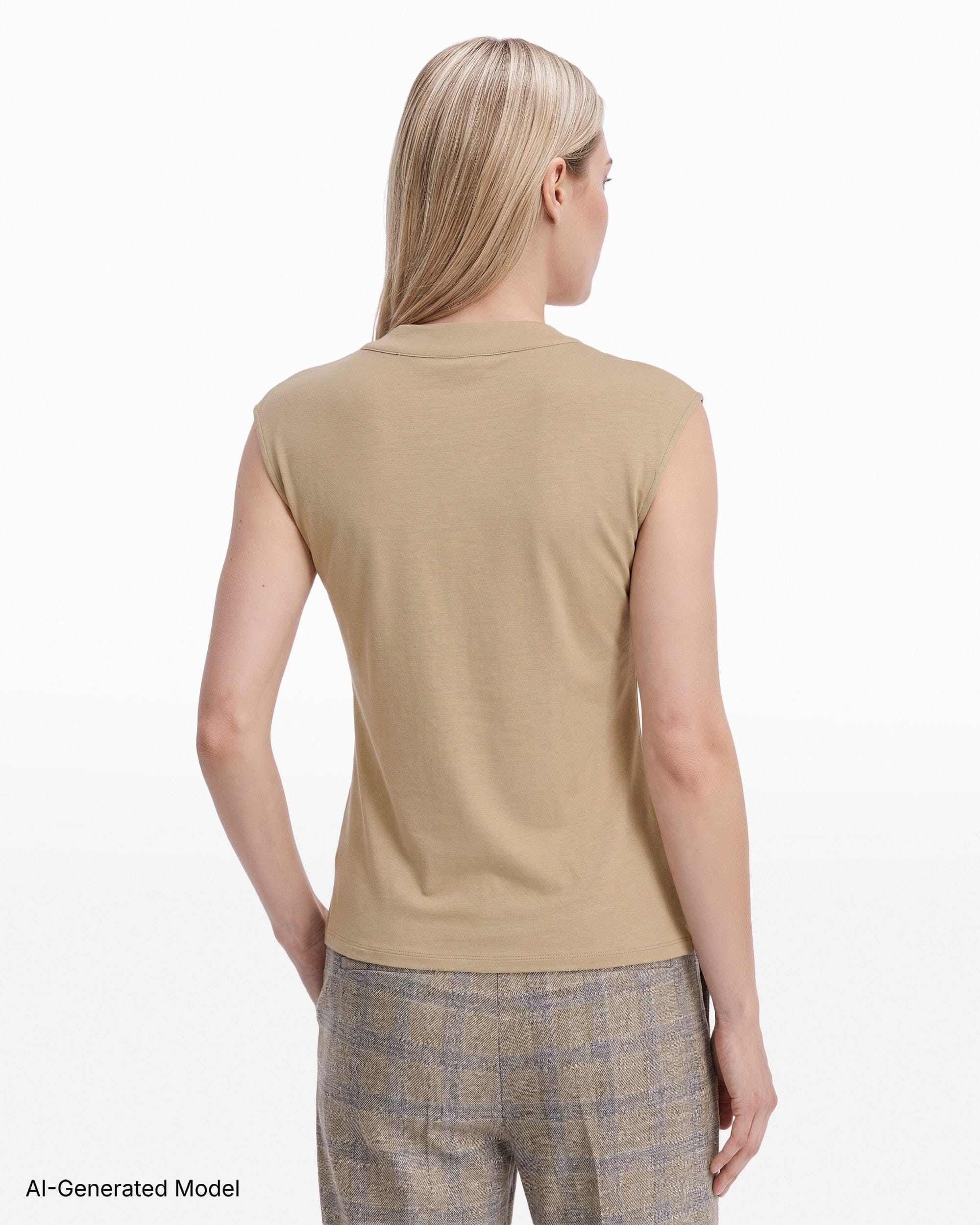 Anne Klein Sleeveless Extended Shoulder Cowl Neck Knit Top