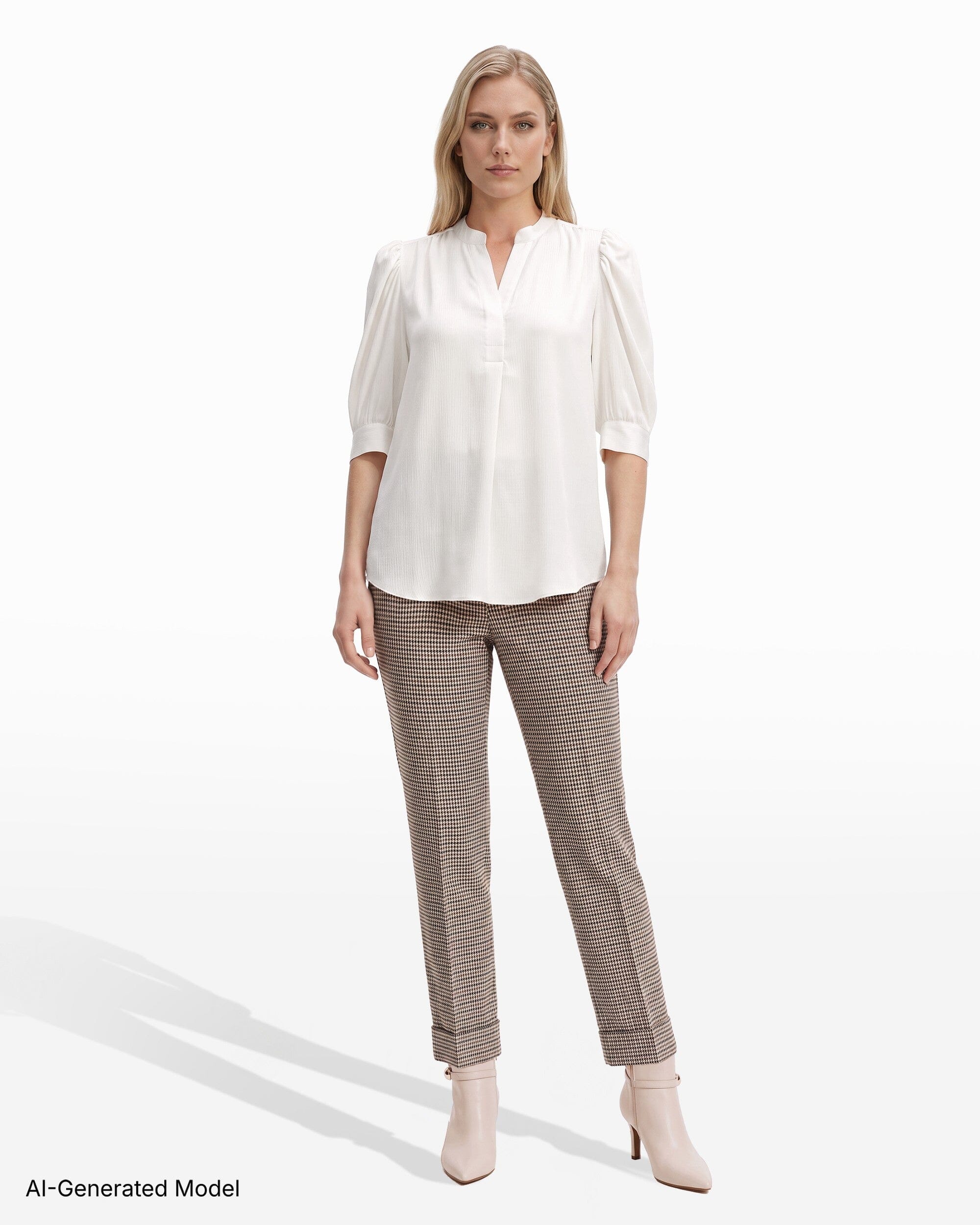 Anne Klein Short Puff Sleeves Top
